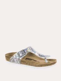 Birkenstock Birkensock Girl's Gizeh Hologram Silver Sandal