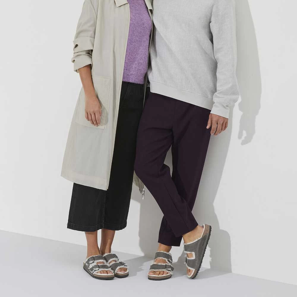 Birkenstock Arizona Shearling Sandals - Iron Natural- Medium/Narrow - Image 4