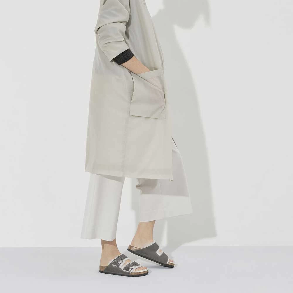 Birkenstock Arizona Shearling Sandals - Iron Natural- Medium/Narrow - Image 8