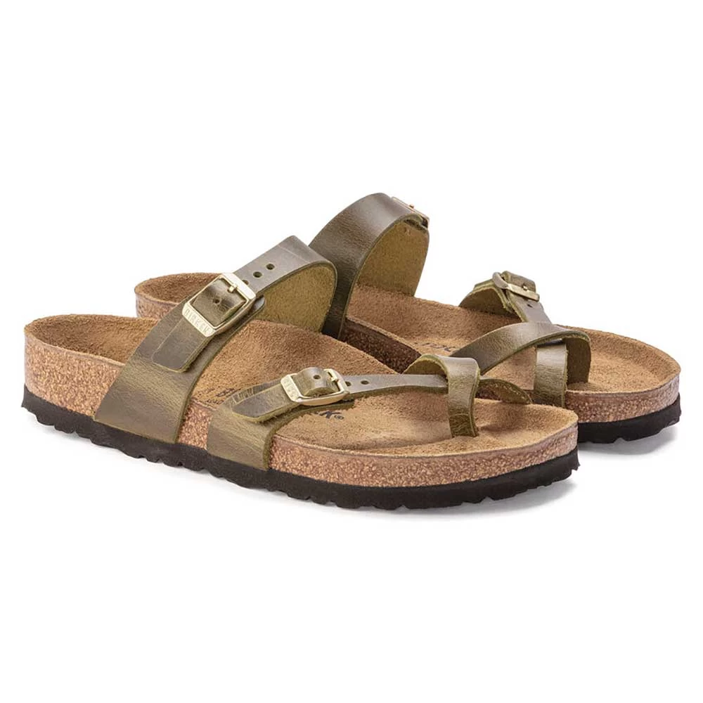 Birkenstock Women's Mayari Oiled Leather Sandal- Green Olive- Regular/Wide - Image 2