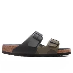 Birkenstock Wide Arizona Split Birko-Flor - Black/Desert Soil Camo Green