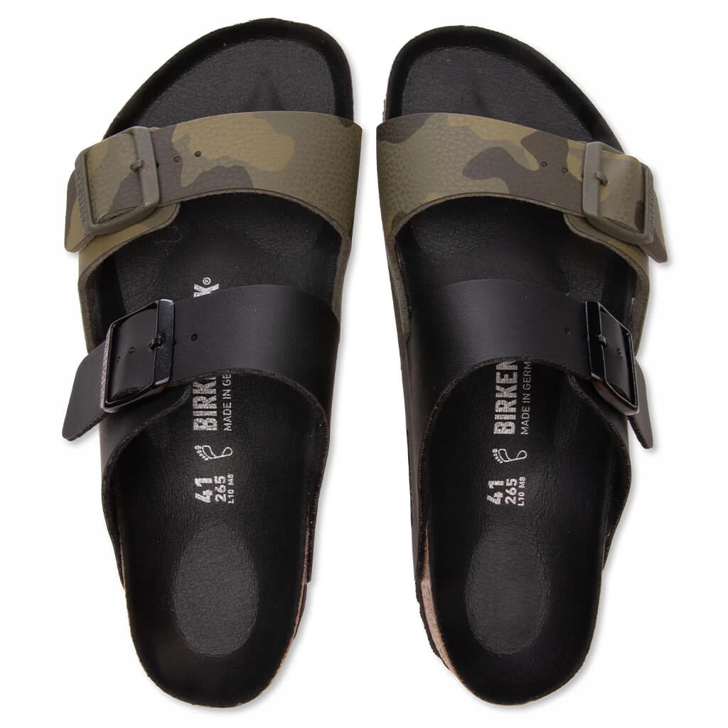 Birkenstock Wide Arizona Split Birko-Flor - Black/Desert Soil Camo Green - Image 2