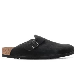 Birkenstock Wide Boston Soft Footbed Suede - Black