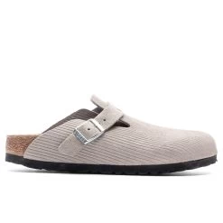 Birkenstock Wide Boston Suede Embossed - Corduroy Stone Coin