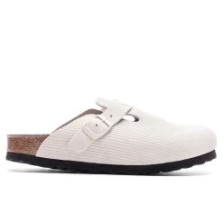 Birkenstock Women's Narrow Boston Suede Embossed - Corduroy Antique White