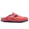 Birkenstock Women's Narrow Boston Suede Embossed - Sienna Red