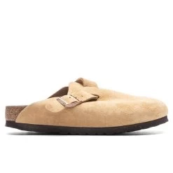 Birkenstock Narrow Boston Suede - Latte Cream